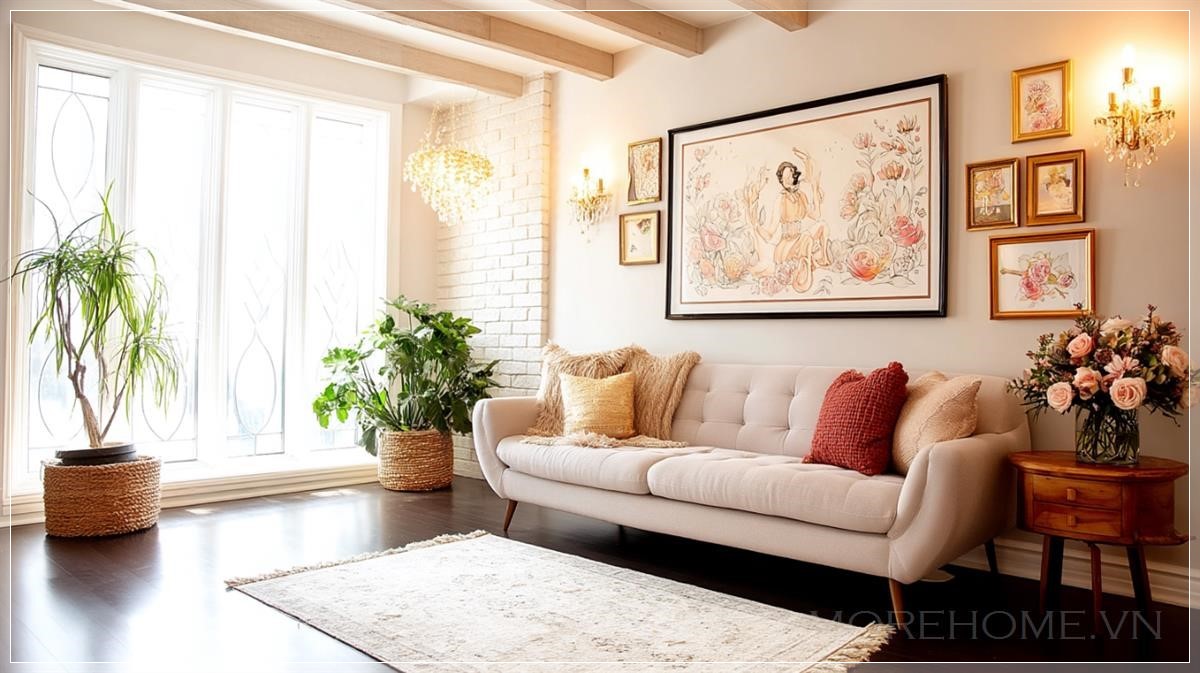 Phòng khách mid-century hiện đại với dấu ấn nghệ thuật duy nhất...